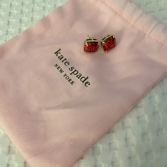 Kate Spade Large Sparkly Red Studs - Picture 1 of 3